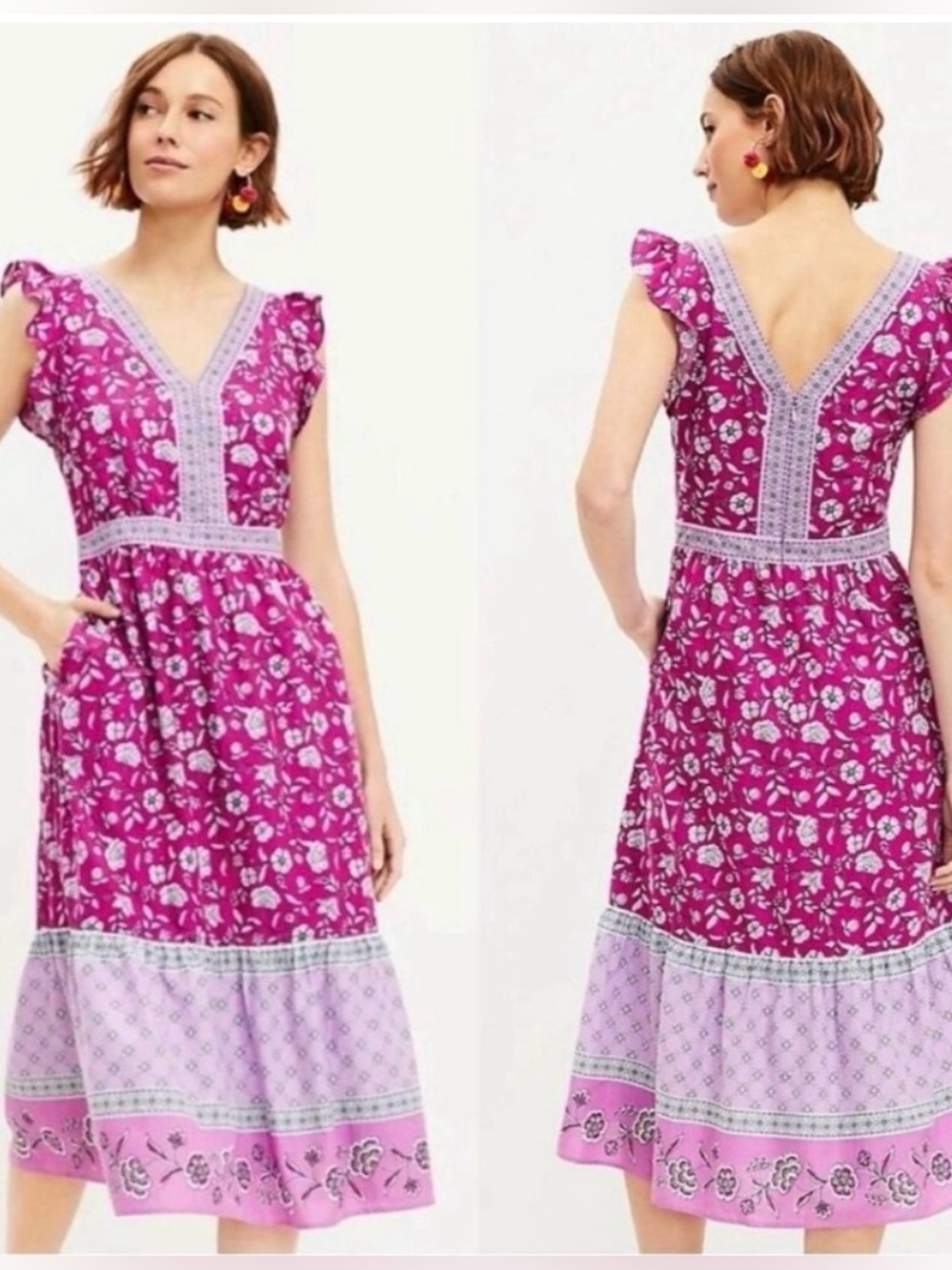 Floral Magenta Sleeveless Dress